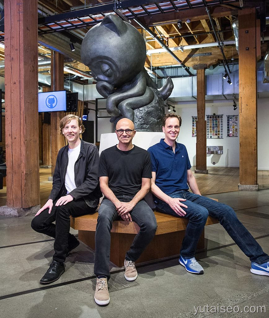 GitHub创始人和微软高级管理人员照片